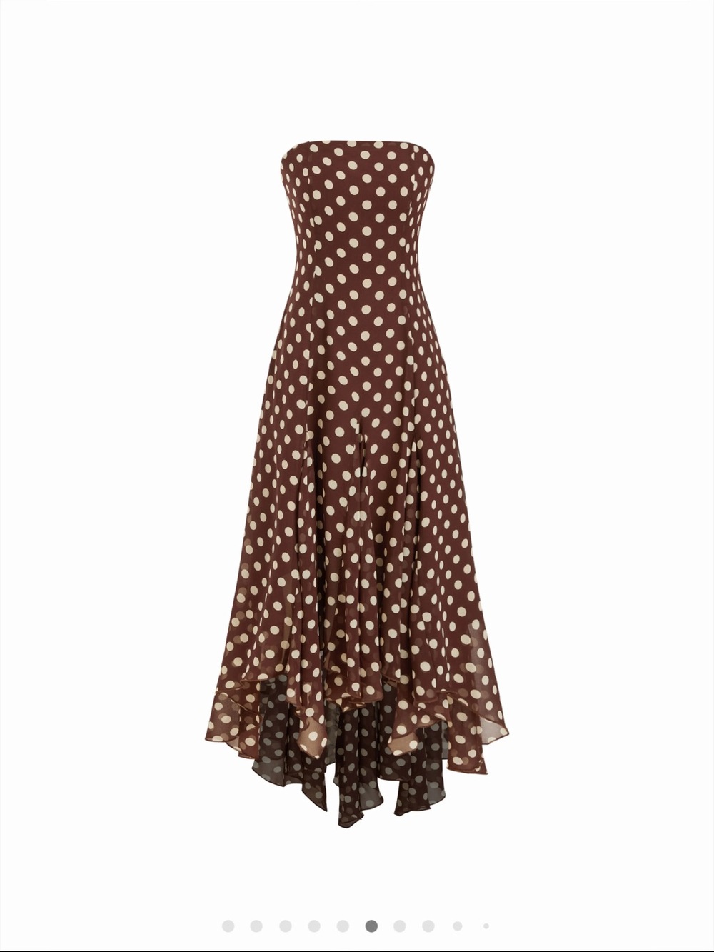 CHIFFON HALTER NECKLINE POLKA DOT RUFFLED HEM RUCHED MAXI DRESS - Picture 6 of 9